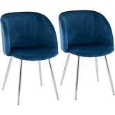 Fran Dining Chair in Blue Velvet & Chrome Metal (Set of 2)